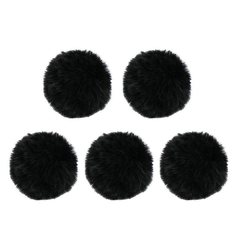 BornFeel Lavalier Wind Muff 5 Pack Lapel Microphone Wind Muff 0.2/0.4 Inch Furry Lav Windscreen Windproof Wind Screen (0.4inch, Black) - Image 1